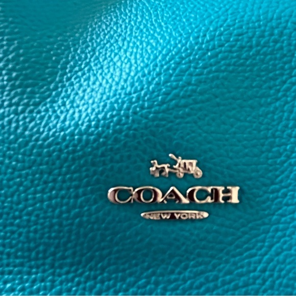 NWT Rare Coach Edie 31 Turquoise Pebbled Leather Satchel Shoulder Bag - Picture 5 of 15